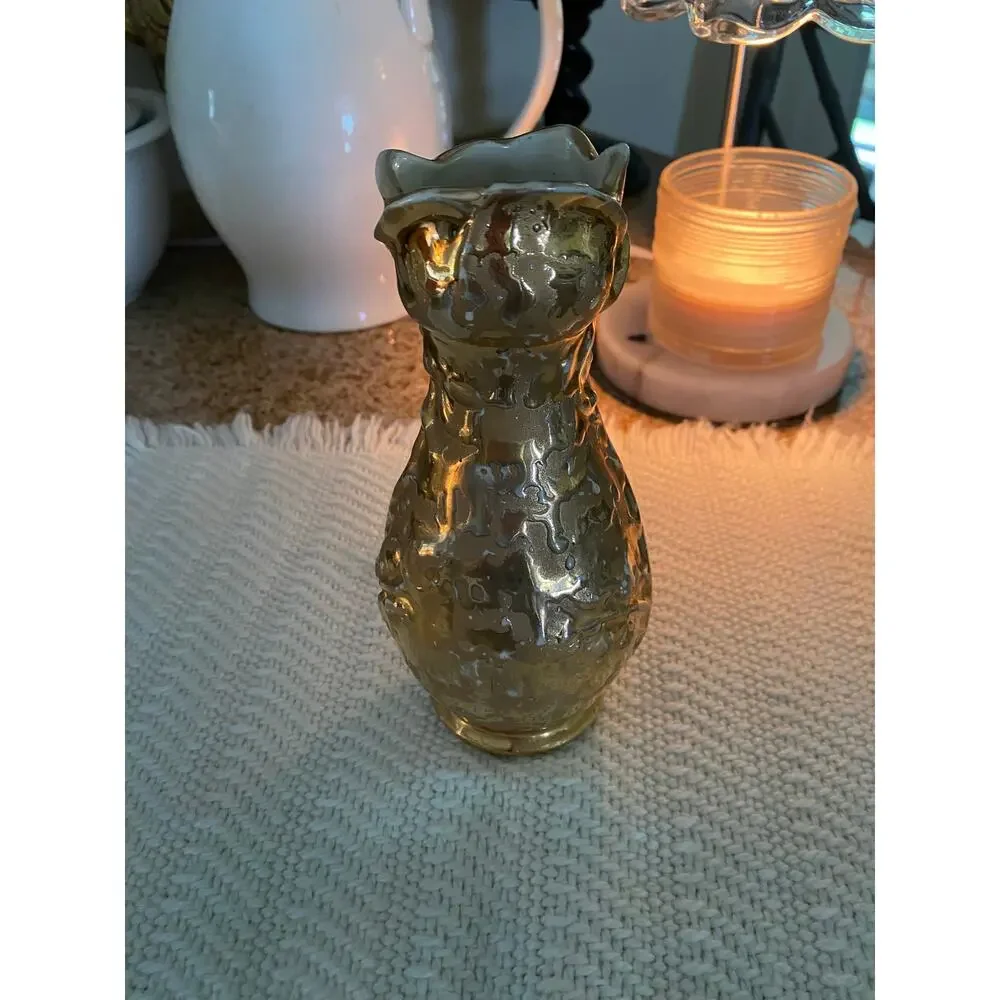 Vintage Weeping Gold VASE 24 Karat Gold Made in USA  mid-century 1950s